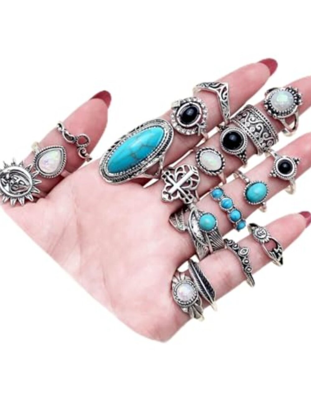 Vintage Silver Knuckle Rings Set Adjustable Stackable Gothic